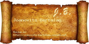Joanovits Bertalan névjegykártya