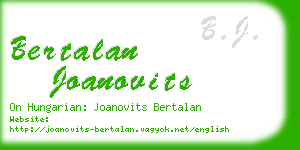 bertalan joanovits business card